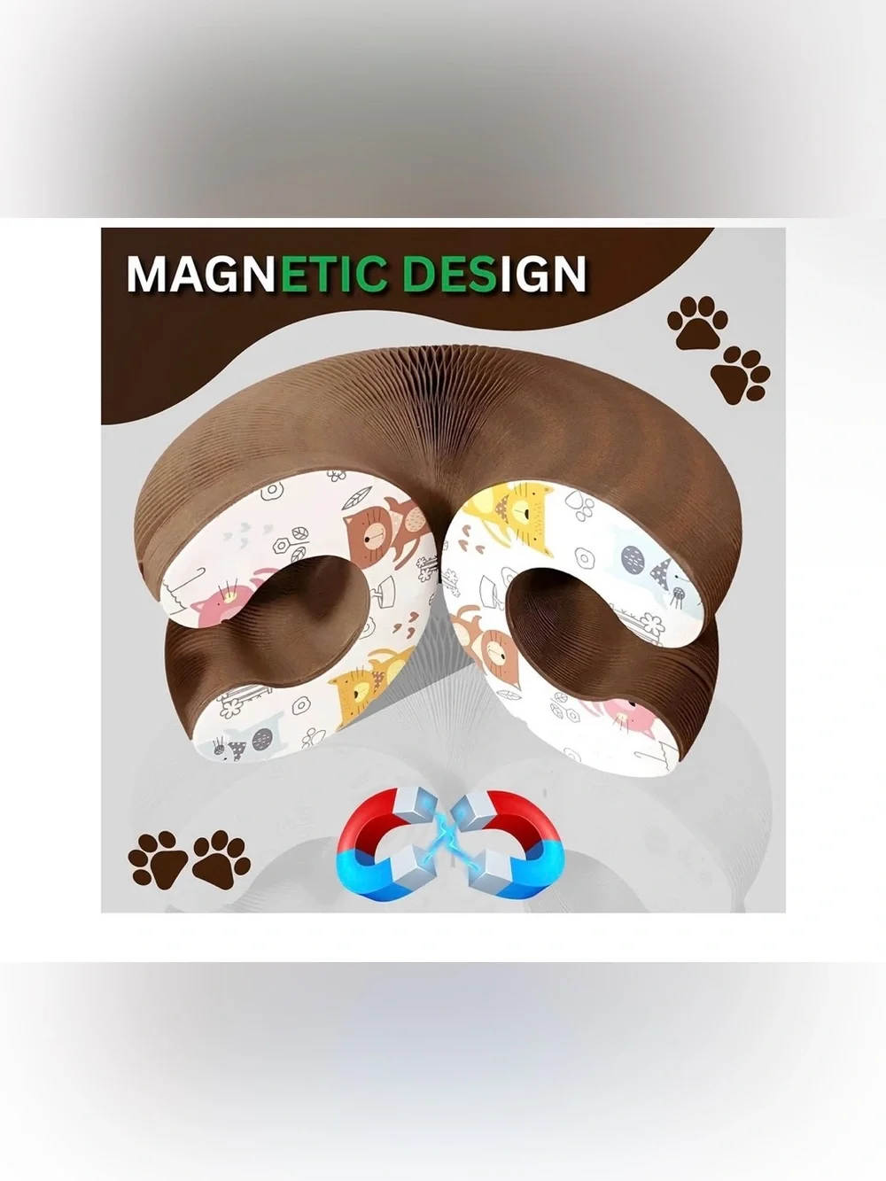 Cat Toy Magic Organ Cat Scratcher Cardboard with Bell Balls, Foldable Design